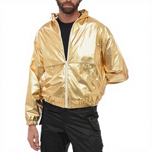 Mens Windbreaker Quilted <b>Jacket</b> Stand Collar Zipper Closure Eco-Friendly Windproof Autumn Hip Hop Streetwear Solid Gold <b>Silver</b> - Product Image 4