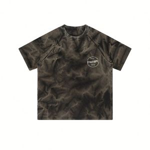 Summer Streetwear T-Shirs O-neck Oversized Embroidery T Shirt Unisex High Quality Raglan Sleeve <b>Tie</b> Dye T Shirt - Product Image 5