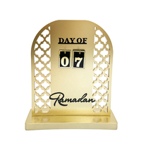 Calendrier de compte à rebours du Ramadan Mubarak Superwin CTO, en bois doré, en forme de mosquée, avec support en bois, décoration de table en forme de minaret pour l'Aïd