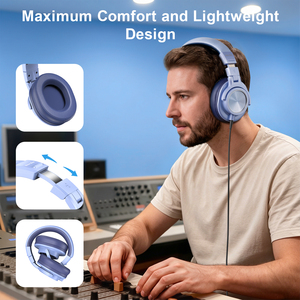 Nuevos Auriculares Profesionales Bee con Cable, Color Azul, Negro y Plateado, Auriculares de Monitoreo de Estudio de Alta Resolución, Auriculares Estéreo para Mezcla de DJ - Product Image 2