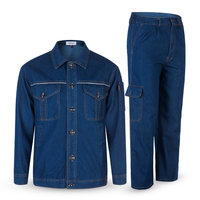 Combinaison de travail unisexe en denim de coton à manches courtes pour l'été, respirante, résistante à l'usure et anti-brûlure, idéale pour l'usine et le chantier