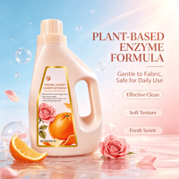 Lessive enzymatique économique 2L – Grande bouteille pour usage domestique – Longue durée – Parfum rose et orange douce – Élimination des taches