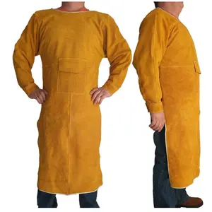 牛皮电焊夹克长焊接围裙，阻燃焊机衣服袖子，耐磨防烫伤焊接围嘴