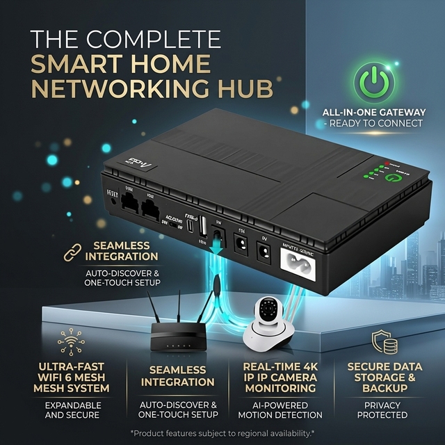 Mini DC 18W 12V UPS Emergency Power Supply with 20000mAh Battery Life Monitoring