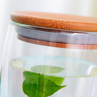Stocké 450Ml En Gros Stocké Double Paroi Verre Tasses À Café Tasse En Verre Avec Couvercle En Bambou Et Paille Café Thé Service