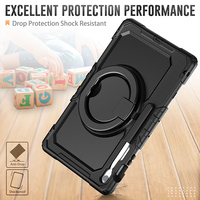 Étui pour tablette en silicone antichoc pour Samsung Galaxy Tab S10 FE Plus X620 X626B 2025 avec béquille à poignée rotative à 360 °
