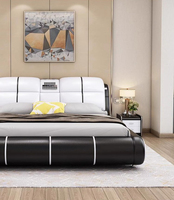 Lit de massage à double rangement Lit multifonctionnel en cuir Lit king size Meubles de chambre à coucher intelligents Lit en tissu Tatami