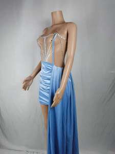 Idées de cadeaux uniques en velours bleu royal pour femme robe de club de sexe chaude pour adulte robe de soirée courte et robe de bal de promo en cristal à paillettes brillantes - Product Image 5