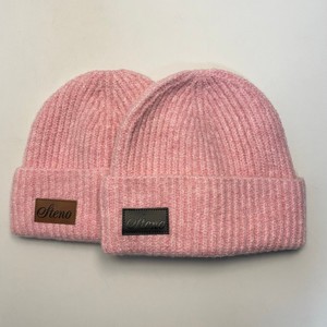 Bonnet d'hiver en tricot côtelé doux avec revers, couleur unie, logo brodé personnalisé, style pêcheur, OEM - Product Image 1