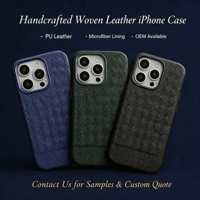 Étui de téléphone en cuir tressé texturé en gros, motif tressé en PU, fin, antichoc, doublure en microfibre, logo personnalisé, usine OEM ODM