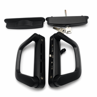 Ensemble de poignées de porte coulissante double ouverture en aluminium noir, avec serrure à cylindre clé, poignée carrée ou ronde, vente directe usine