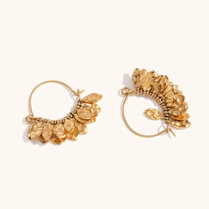 Dingran Haute Qualité À La Mode Femmes Bijoux <span class=keywords><strong>Gola</strong></span> Plaqué Bijoux En Acier Inoxydable Martelé Roun Boucles D'oreilles - Product Image 4