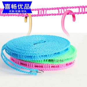 Corde à linge portable ronde bleue de 5 mètres avec crochets pour usage extérieur - Product Image 2