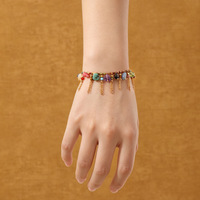 Kalung Choker Rumbai Batu Alam Multiwarna untuk Wanita Garnet Apatite Orange Garnet Perhiasan Boho Baja Tahan Karat