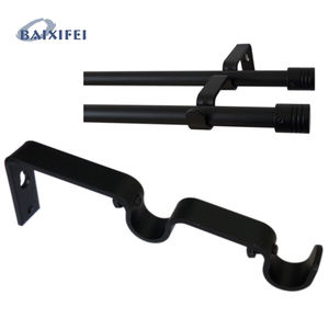 Support métallique fixe, accessoires de quincaillerie robustes et robustes, supports de <span class=keywords><strong>tringle</strong></span> à rideau réglables doubles - Product Image 3