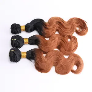 Stock Two Tone 1b 30 Body Wave Synthetic Hair Weave , heat resistant fiber Synthetic Hair Bundles 100g/pack
