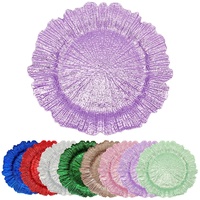 Assiettes de présentation décoratives en plastique violettes de 13 pouces pour mariages royaux et événements festifs – Vente en gros
