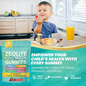 Gomitas de Zeolita OEM para Niños 9 en 1 Omega-3 Magnesio Vitamina D3 Zinc B12 Sin Azúcar 60 Gomitas Sabor a Bayas Mixtas Mejoran la Inmunidad - Product Image 2