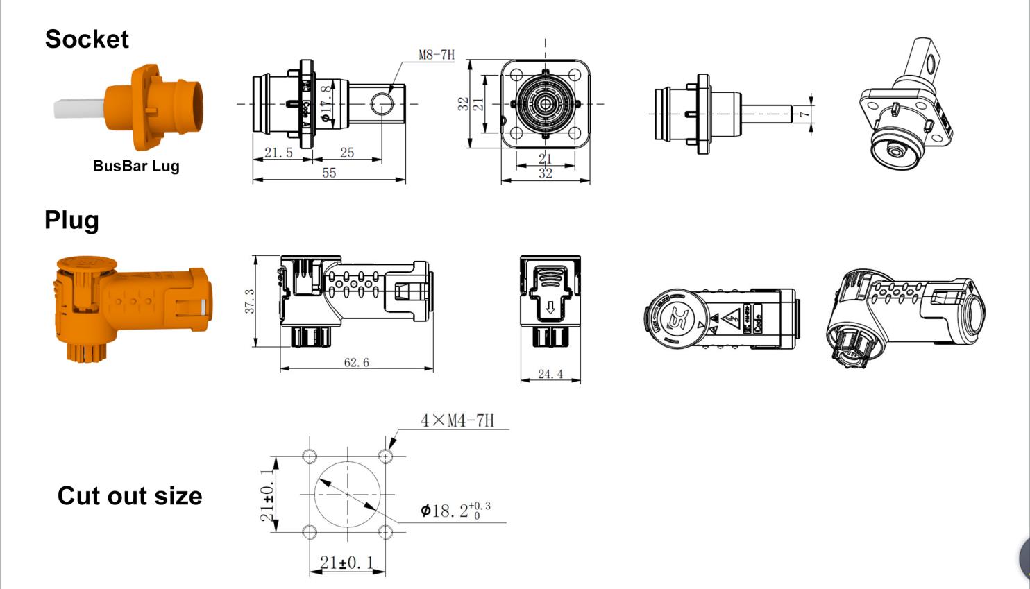 IP67 Waterproof Energy Storage Socket , Multipurpose EV Charging Socket