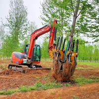 Pelle à six arbres jardinage avec boule de sol Machine de repiquage hydraulique plantation d'arbres avec pelle Machine de repiquage