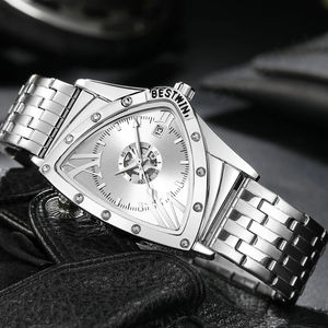 Nuevas llegadas Bestwin especial forma de triángulo hombres reloj de cuarzo Relojes de Acero para hombres luminoso impermeable calendario reloj para hombres - Product Image 4