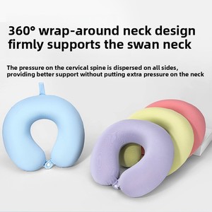 Oreiller de voyage et de sieste portable pour voiture, en mousse à mémoire de forme en forme de U, en soie glacée, rafraîchissant et respirant, idéal pour l'été, cadeau - Product Image 5