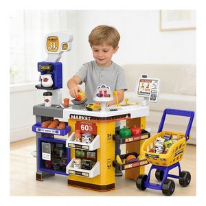 Juguete de Supermercado con Dinero de Juguete, Caja Registradora, Escáner, Juego de Imitación de Mercado Educativo para Niños - Product Image 3