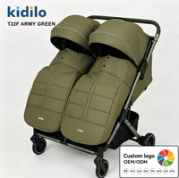 Poussette double pour bébés Kidilo, châssis en alliage d'aluminium, poussette double avec capote complète, inclinable, siège et position allongée, poussette chariot pour tout-petits