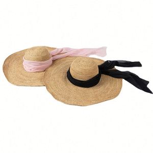 Sombrero de Paja de Lujo para Mujer, Diseño de Verano, Tejido a Mano, Rafia, Ala Ancha, Rayado, para Salidas Diarias Informales al Aire Libre - Product Image 2