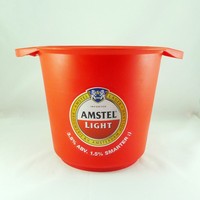 Seau à glace multifonctionnel circulaire personnalisé en usine avec double poignée et ouvre-bouteille en plastique pour fêtes intérieures/extérieures John