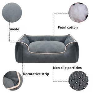 Toptan Lüks Kadife Köpek Yatağı Düz Desen Küçük Orta Boy Kediler ve Köpekler İçin Modern Stil %100 Pamuk Malzeme Koruyucu OEM - Product Image 3