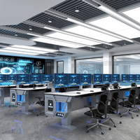 Bureaux de Commande Modulaires et Ajustables pour Centre de Surveillance, Personnalisés en Usine, Écologiques et Modernes, avec Console de Moniteur Relevable