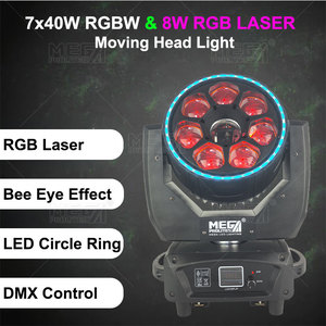 Luz Móvil Bee Eye RGBW de 7x40W con Láser y Anillo LED 3 en 1, DMX512, Beam Wash Zoom, para DJ, Club, Conciertos - Product Image 3