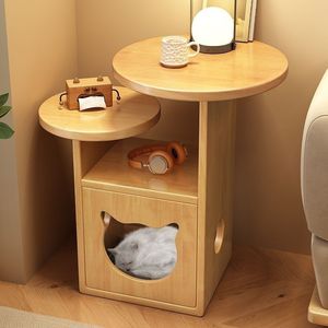 Nordic Import Solid Wood Bedroom Side Cabinet Simple Modern Storage Nest for Pine <strong>Log</strong> for Living Room Cat Bed Design - Product Image 4