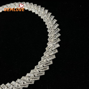 สร้อยคอเพชรเลี้ยงในห้องปฏิบัติการ 9K/14K/18K แบบ Cuban Chain หนาและเป็นประกาย งานจิวเวลรี่คุณภาพสูงสำหรับแร็ปเปอร์ฮิปฮอป - Product Image 3