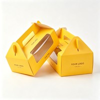 Boîte à gâteau en carton kraft de qualité alimentaire avec poignée haute, personnalisable, pour emballage de mini-gâteaux de mariage