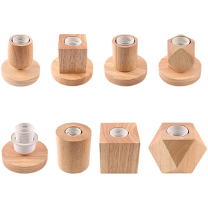 LED bảng ánh sáng gỗ đèn bàn trang trí ánh sáng ban đêm Đèn bàn rắn gỗ E27 ổ cắm ánh sáng cơ sở chủ cắm ấm đèn - Product Image 6