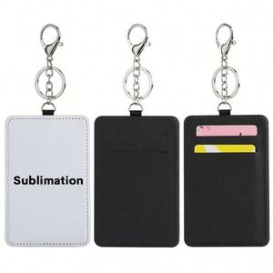 Custom Sublimation Blank Pu Leather Credit Card Holder Keychain Sublimation Card Holder Wallet Case Card Pouch for Women and Men - Product Image 2