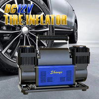 Compresseur d'air portable 4x4 robuste à double cylindre 12V/24V avec manomètre numérique et arrêt automatique pour gonflage rapide des pneus