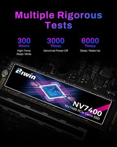 SSD interne de jeu BIWIN NV7400 1 To M.2 PCIe 4.0 x4 NVMe 2.0, 7450 Mo/s en lecture, 6500 Mo/s en écriture, TLC NAND - Product Image 6