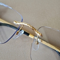 Lunettes optiques rectangulaires sans monture, monture dorée, verres en résine, anti-UV, unisexe, adultes, toutes formes de visage, correction de la vue