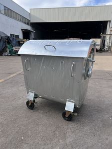1100lhot-dip thép mạ kẽm kim loại ngoài trời chất thải bin với bánh xe Heavy Duty công nghiệp rác <span class=keywords><strong>container</strong></span> chất thải tái chế - Product Image 3