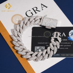 Custom Made Personalized 16MM Fire Hip Hop Luxury 925 Sterling Silver Iced Out Jewelry Moissanite Diamond Miami Link Bracelet - Product Image 4