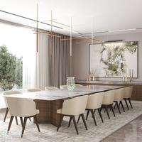Ensemble table et chaises de salle à manger de luxe moderne, table avec plateau en marbre et texture haut de gamme, table pour 12 personnes