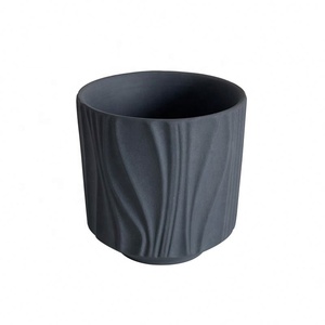 HOT Selling Sample Matte Ceramic Embossed Wavy Container Empty Candle Jars Without Lid - Product Image 1