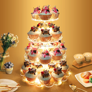 3 4 <span class=keywords><strong>5</strong></span> Tier Acrylic <span class=keywords><strong>cupcake</strong></span> đứng với LED ánh sáng lên bánh hiển thị, vuông Acrylic <span class=keywords><strong>Cupcake</strong></span> Chủ cho Giáng sinh đám cưới bên - Product Image 6