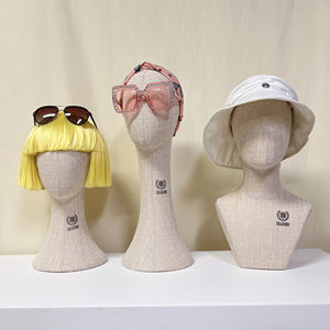 Cabeza de Maniquí de Lino Totalmente Ajustable, Soporte Vintage <span class=keywords><strong>para</strong></span> Exhibición de Joyería, Maniquí de Vestir, Accesorios de Espuma <span class=keywords><strong>para</strong></span> Diademas, Pelucas, Sombreros y Joyería - Product Image 1