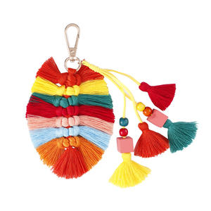 พวงกุญแจโลหะผสมสังกะสีแบบหลายชั้นสไตล์ยุโรปอเมริกัน ประดับพู่ห้อย ลูกปัดไม้ <span class=keywords><strong>ใบ</strong></span>ไม้ ดีไซน์โบฮีเมียน  จี้ห้อยหู  เครื่องประดับจีน - Product Image 5