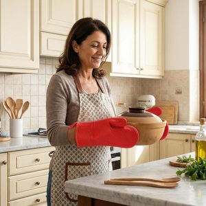 Customized Logo <b>Waterproof</b> <b>Silicone</b> Oven Mitts Non-Slip Cooking and Baking Kitchen Gloves - Product Image 5