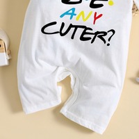 Pakaian Bayi Baru Lahir 2026 Unisex Ramah Lingkungan Bahan Bernapas Romper Cetak Huruf Lengan Pendek Bodysuit Satu Potong Kancing Tekan